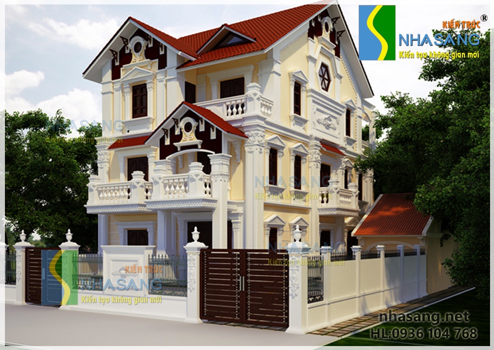 mau thiet ke biet thu tan co dien 3 tang 10m x 14m bt14085 phoi canh